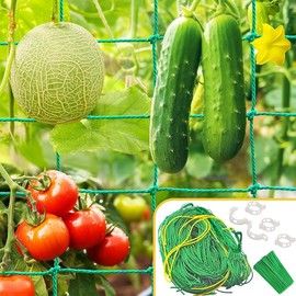 Trellis Netting, 32.8x6.6Ft Garden Trellis Netting for Climbing  with 20 count  Clips,  Netting for Cucumber, Tomato, 27 Strands & 4x4 in Mesh, Grow Net for Vine, Fruit, Vegetable, Bean - Color: 16.5' x 6.6'Ft