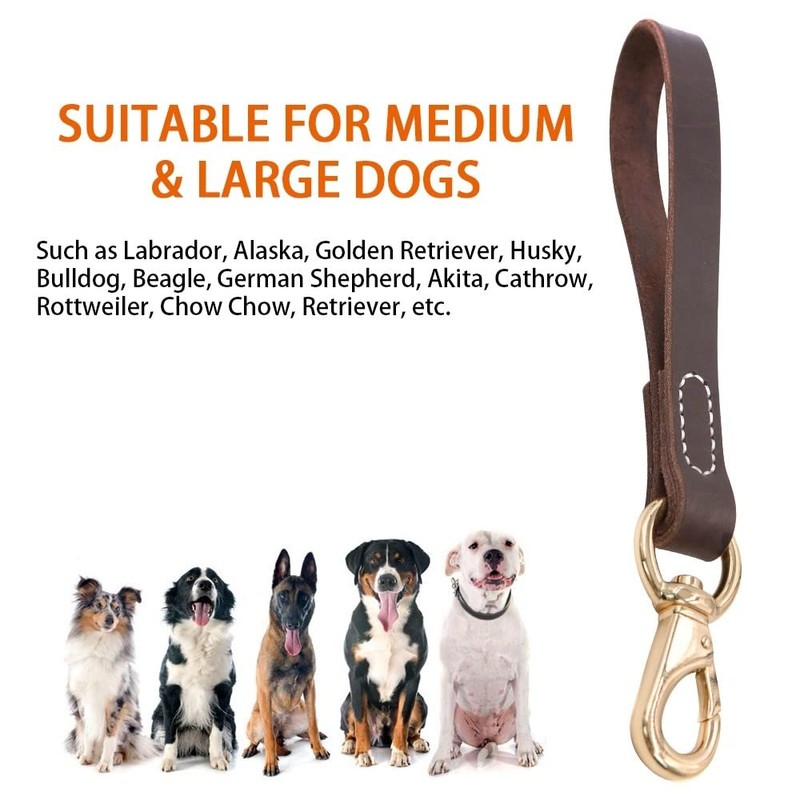 DONGKER 11.8" Short Dog Leash, Leather No Tangle Dog Leash