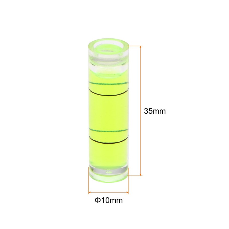 sourcing map 6pcs Small Cylindrical Bubble Level Vials 10x35mm PMMA
