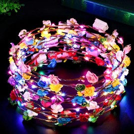 Sunshine smile 6 pieces luminous hair wreath flowers, hair wreath luminous, LED flower wreath headband, garland headband children, hair band with flowers girls, flower headband women's LED