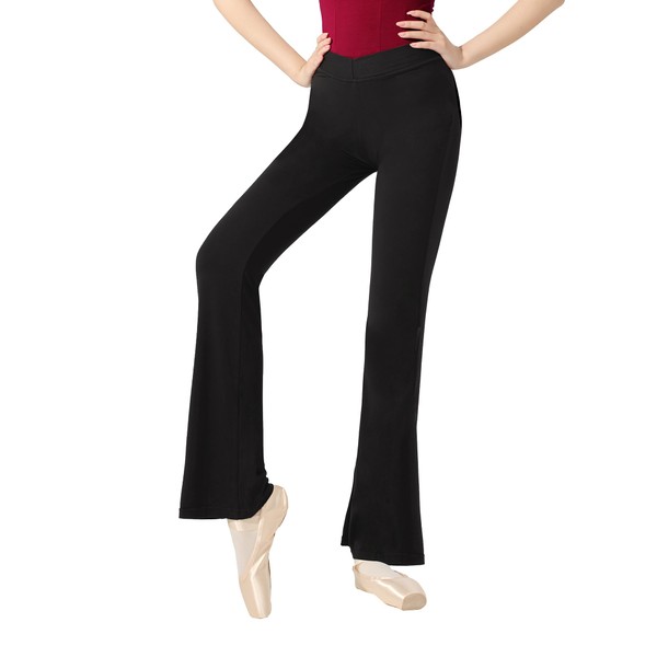 DanceDaily Black Yoga Pants for Women Breathable Ballet Leggings Flared