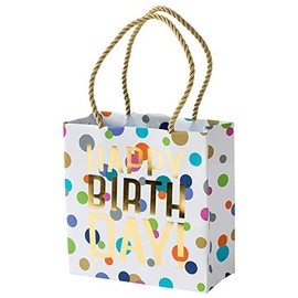 Caspari Happy Birthday Confetti Small Square Gift Bag - 1 Each