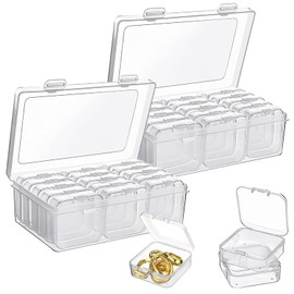 Zyiphor Storage Box 15 Pieces Mini Container 5.5 x 5.5 x 2 cm Sorting Box Plastic Box with Lid Transparent Box for Jewellery Pills Craft Supplies