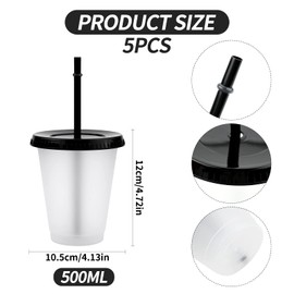 TSLBW 5 Pcs Colorful Plastic Cups Reusable with Lid Straws Colorful Shatterproof Party Cups Drinking Cups Party Tableware Camping Tableware Kids