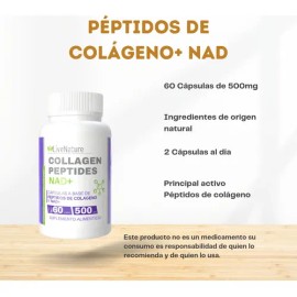 2 Frascos Péptidos De Colágeno  Nad Live Nature 120 Caps                                                                                              