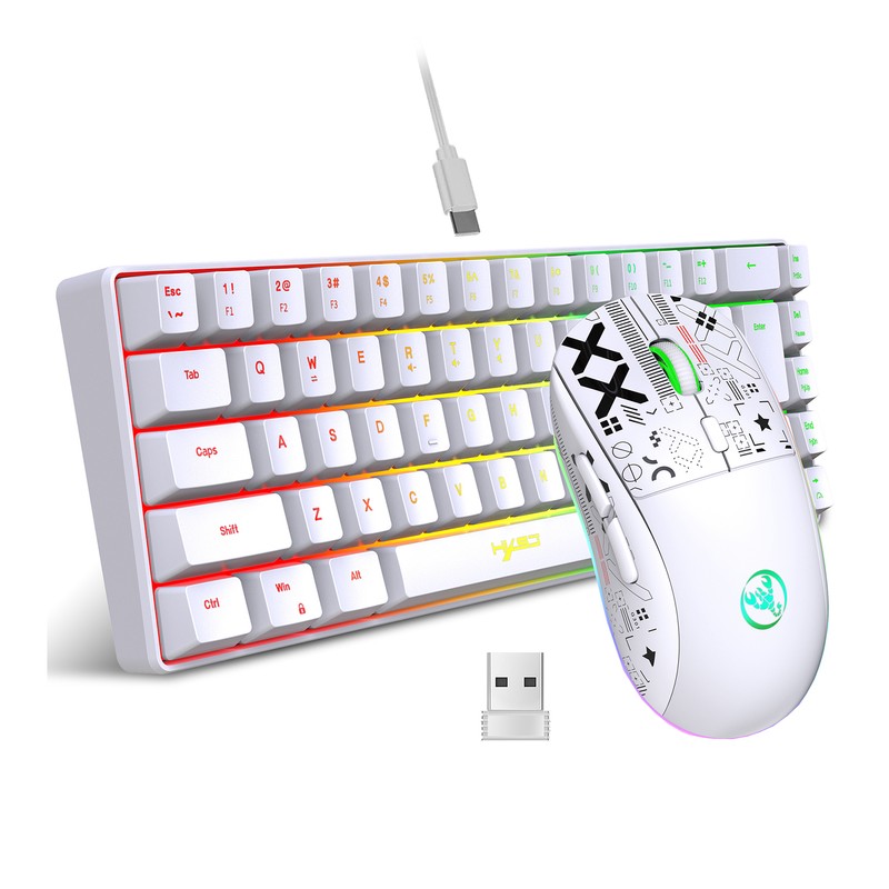 HXSJ Keyboard and Mouse Combo Wired K68 RGB Streamer Mini