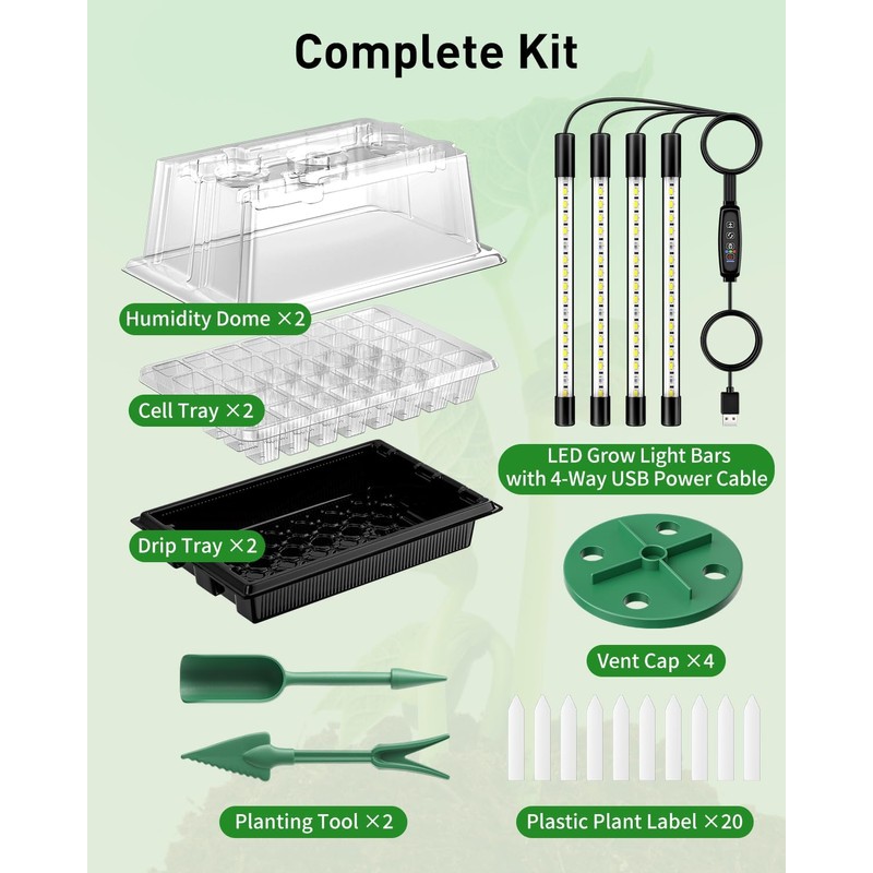 Pawfly Seed Starter Trays, 2 Pack 80 Cells Seed Starter
