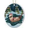 Playful Otter Christmas Ornament Round Ceramic 3 inches Cute Otter