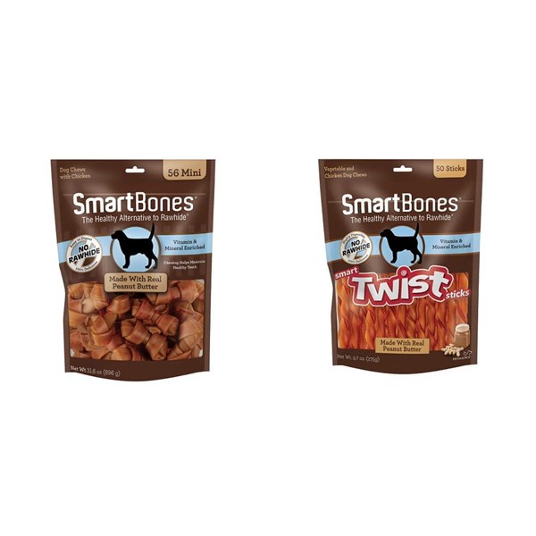 SmartBones Mini Bones with Real Peanut Butter (56 Count) Smart