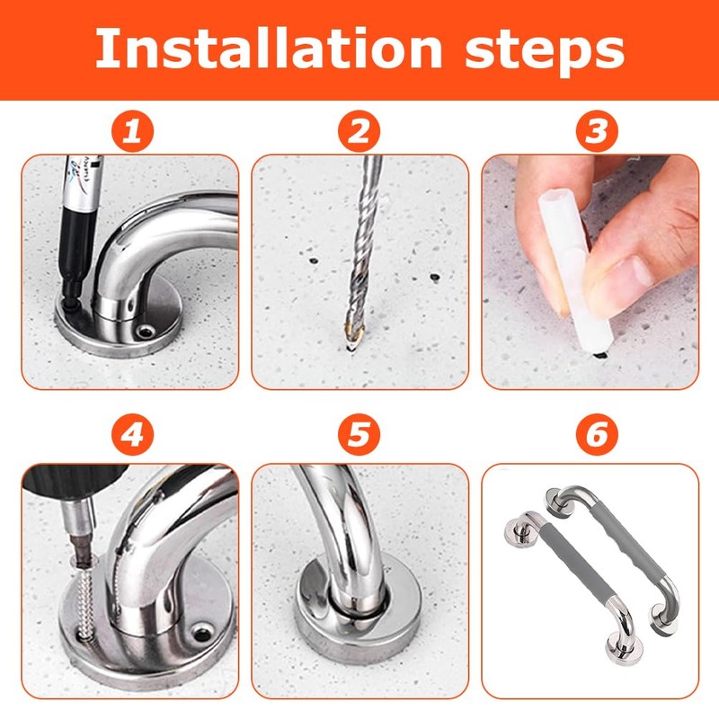 201 Stainless Steel Grab Bar Bathroom, Heavy-Duty Shower Hand Rail,