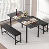 VECELO 3-Piece 63" Extendable Kitchen Table with Benches/Chairs, Modern Breakfast