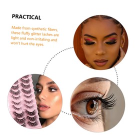 WOONEKY 10 Pairs Fluffy False Eyelashes Natural Lashes Rhinestones Long Wispy Lash Extensions for Women Girls Easy to Apply