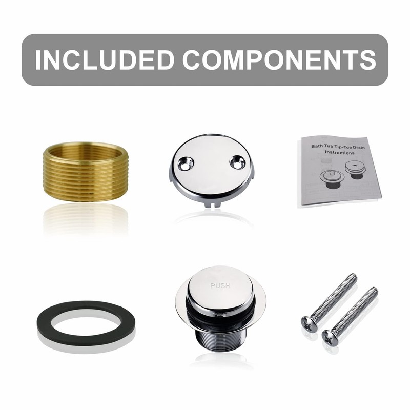 Chrome Bathtub Drain Tip-Toe Two-Hole,Welsan Tub Drain Trim Set Conversion