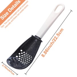 2PCS Multifunctional Kitchen Cooking Spoon, Skimmer Scoop Food Strainers for Cooking, Mashing, Draining, Grating, Non-stick Small Spatula Spoon Kitchen Tools (Black and Red)