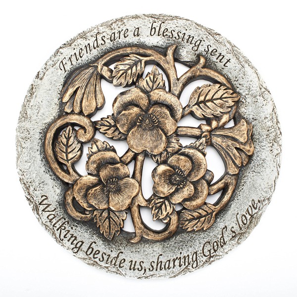 Roman Friends are a Blessing Flower Garden Bronze Finish 12 inch Stepping Stone