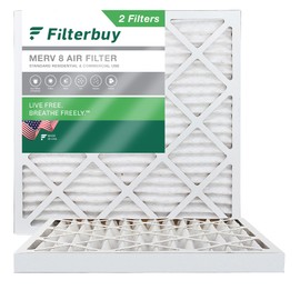 Filterbuy 14x14x2 Air Filter MERV 8 Dust Defense (2-Pack), Pleated HVAC AC Furnace Air Filters Replacement (Actual Size: 13.50 x 13.50 x 1.75 Inches)