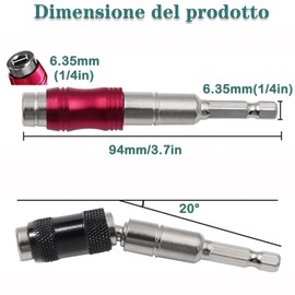 KEWAYO 2 Stück Magnetischer Pivot Drill Bit Holder Magnetischer Schwenk-Bithalter Spitze 20° drehbarer Modus 1/4" Sechskantschaft ideal für enge Räume, Möbel und Gipskartonplatten