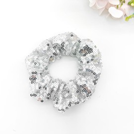 6 Pcs 10 cm Glitter Sequins Hair Scrunchies Sparkly Hair Ties Ropes Shiny Elastic Hair Bands Xmas Ponytail Holders Bun Cover Hair Accessories for Women Girls Golden Silver and Red