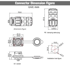 4 Pin Connector, Waterproof Industrial Solder Connector, Aviation Wire Connector for Automotive, Power, Marine, and Other Indoor/Outdoor Electrical Connection(Plastic,Plug Socket,2PCS)