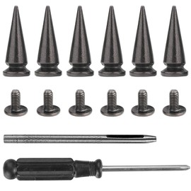 YORANYO 20 Sets 25MM Gun Metal Metallic Spikes and Studs 1" Metal Bullet Cone Spikes Screw Back Large Punk Studs and Spikes for Clothing Shoes Leather Belts Bags Accessories with Installation Tools