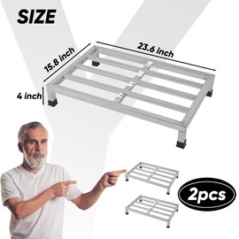 Yunlake 2 Packs Dunnage Rack 23.6x15.8x4inch Stainless Steel Dunnage Racks Commercial Food Service Storage Rack for Restaurants Kitchen Warehouse Supermarket