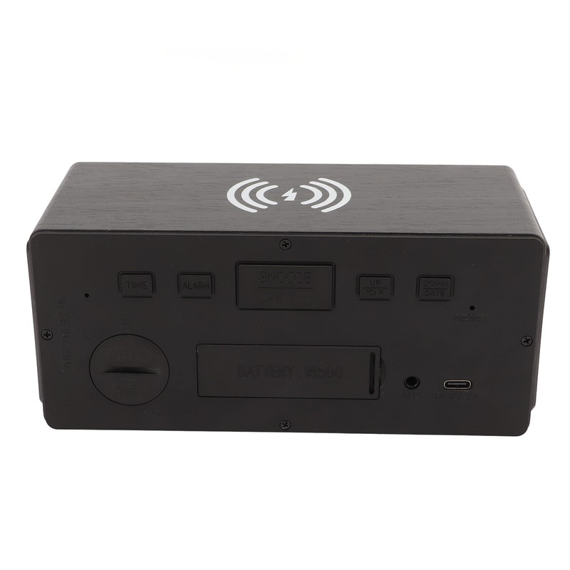Bluetooth Speaker Digital Wooden Alarm Clock Wireless Charging 15W Dual