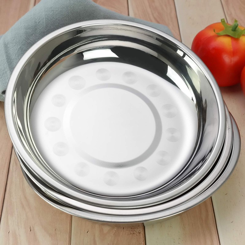 Waikhomes Stainless Steel Dinner Serving Plates, Small Round Salad Plate,