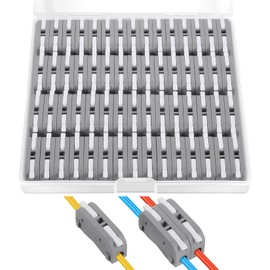 XHF2018 60Pcs Xhf White Conductor Compact Connectors Lever Connectors Nuts, Electrical Connectors Wire Terminals for Any Circuit Inline Splices 28-12 Awg (Spl-1)