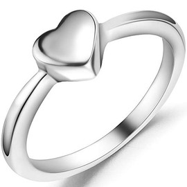 Jude Jewelers Stainless Steel Heart Shaped Wedding Engagement Promise Statement Anniversary Ring (Silver, 5.5)