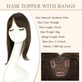 Clip in Fringe, 3D 360° Cover Hair Toppers for Women Fake Fringe Clip in Bangs Clip Wispy Fake Bangs 18 Inch Fluffy Toppers Hair Pieces for Women (6Q#)