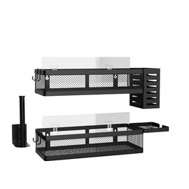 PUSDON Metal Wall Hanging Basket 2 Packs DIY Suitable for Multiple Scenes - Middle Black Netting Set