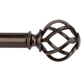 KAMANINA Extra Long Curtain Rods for Windows 120 to 170 Inch, 1 Inch Bronze Heavy Duty Curtain Rods 140 to 195 Inch, Adjustable Drapery Rods with Twisted Cage Finials