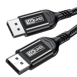 16K Displayport Cable 2.1, DP 2.1 80Gbps Cable 3.3FT Support 16K@60Hz, 10K@60Hz, 8K@120Hz HBR3 4K@240Hz 165Hz 144Hz 60Hz, HDCP DSC 1.2a, HDR10 FreeSync G-Sync for Gaming Monitor Graphics Card
