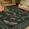 Dark Green Bug Area Rugs 8x10 for Living Room, Dining