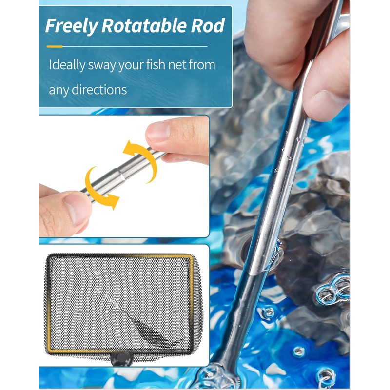 Pawfly 5 Inch Aquarium Fish Net with Telescopic Stainless Steel