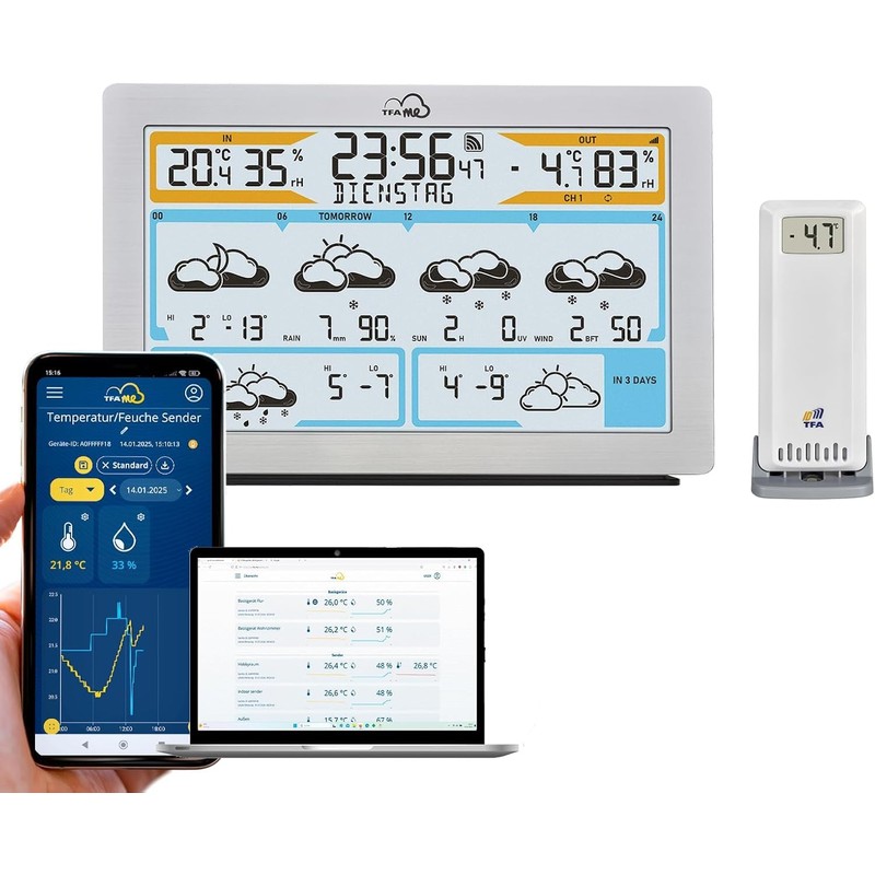 TFA Dostmann WLAN Weather Station TFA.me ID-02, 35.8100, Professional Weather