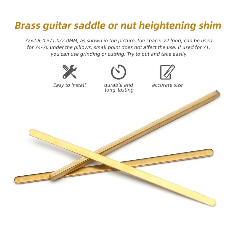 MAXCHEER 3pcs Saddle/Nut Height adjusting Shim Brass Durable Heightening Gasket