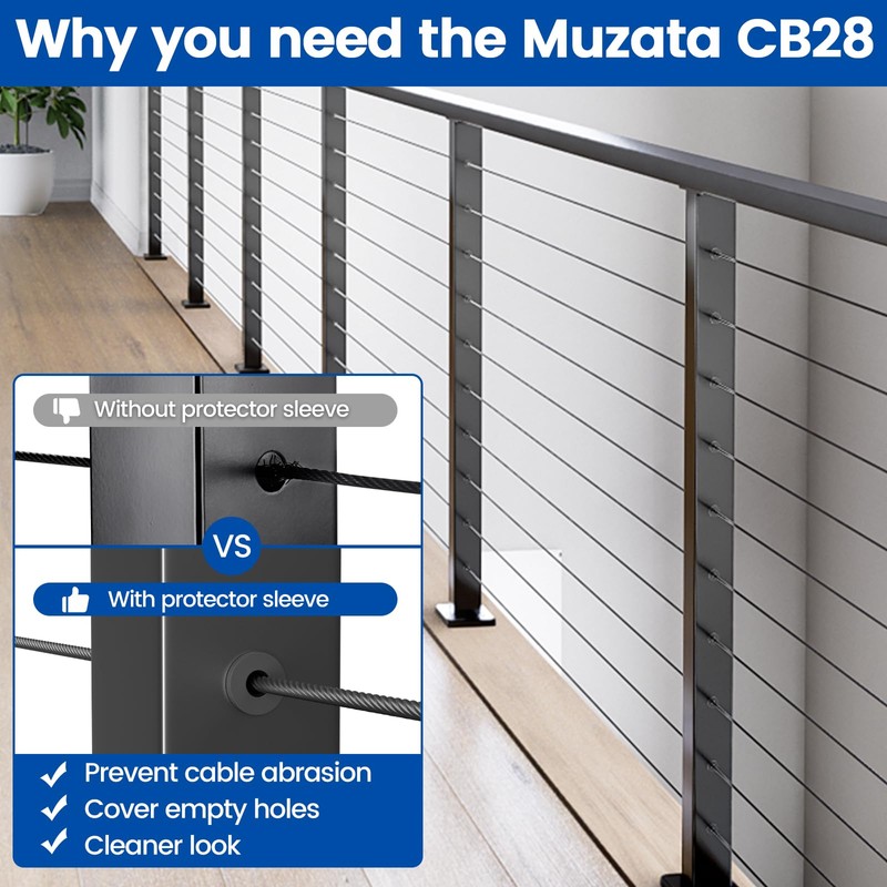 Muzata 300 Pack Black Cable Railing Rubber Grommets for Level