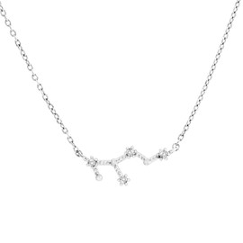 PAVOI 14K White Gold Plated Astrology Constellation Horoscope Zodiac Necklace 16-18" - Virgo