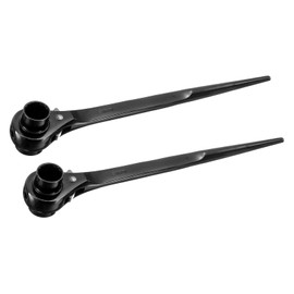 uxcell 19 x 21mm Hexagon Scaffold Podger Ratchet Spanner Ratcheting Socket Wrench Tool (Black) 2pcs