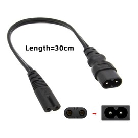 CY Cord IEC60320 C8 Plug to C7 Receptacle Male to Female Extension Supply Main Adapter Cable 30cm