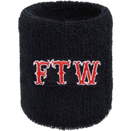 FTW Sweatband The World Embroidery Embroidered & Absorbent Terry Cloth Black Designer Sweatband Wrist Arm Black Wristband Sports Fan Gift Biker Sweat Bracelet