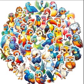 Unbranded 10pcs Colorful Cartoon Style Birds Stickers- Scrapbooking, DIY Crafts And Cards