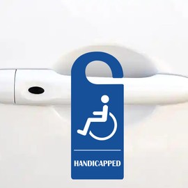 Handicap Parking Sign 3.5 x 8.5 Inch Parking Permit Safety Sign 2 Pcs Disabled Permit Hanger Tag Blue Disabled Wheelchair Symbol Sign