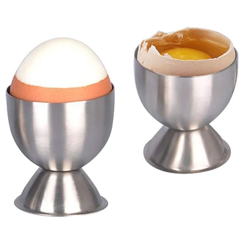 2 Pcs Silver Stainless Steel Egg Cups Holders Egg Tray