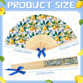 Roowest 36 Pcs Capri Lemon Handheld Folding Fans Bulk Guests Wedding Favors Mediterranean Lemons Paper Fans for Bridal Shower Wedding Bridesmaid Gift