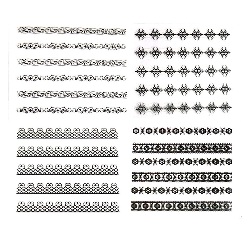New8Beauty Nail Art Stickers Decals Series 11B (30-Pack) - Black