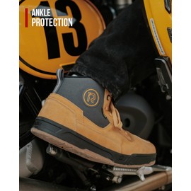 IRON JIA'S Motorcycle Shoes for Men, Anti-Slip Breathable Casual Motorcycle Riding Boots with Ankle Support, Shift Pad Yellow 9.5