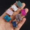 5Pcs Natural Rectangular Druzy Agate Links Necklace Pendants Gemstone Charm