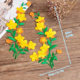 4 Pairs Flower Iron on Patches Floral Embroidery Appliques Vintage Embroidered Patches Sew on Clothes Patches Clothing Applique Embellishments Hot Pink